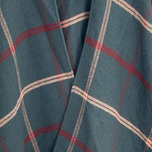 Ann Taylor LOFT Plaid Shawl Wrap Womens One Size P Open Sweater Green Plaid - Picture 3 of 8
